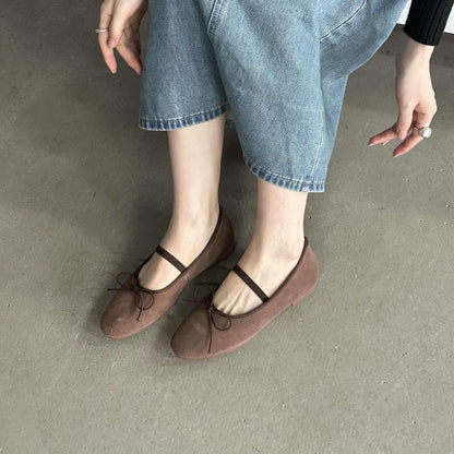 Bow Faux Suede Mary Jane Flats