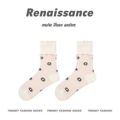 Floral Pattern Crew Socks