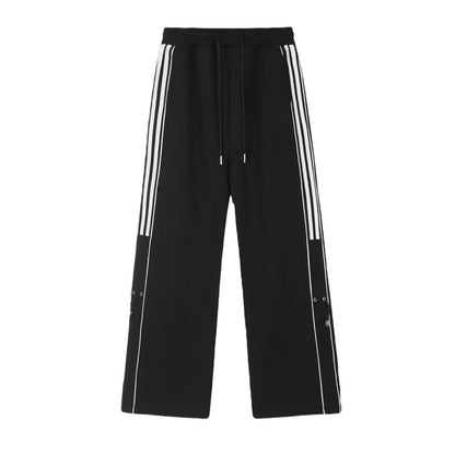 Low Rise Striped Color-Block Loose-Fit Wide-Leg Sweatpants