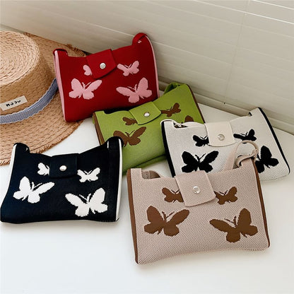 Butterfly Print Knit Coin Purse