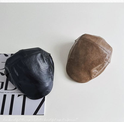 Faux Leather Flat Cap