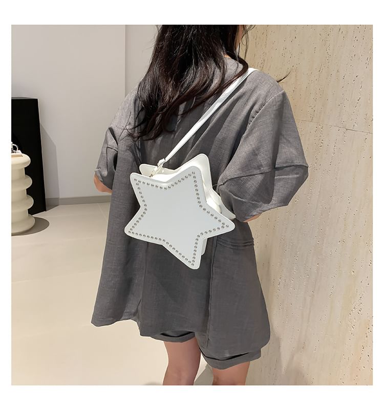 Star Studded Faux Leather Crossbody Bag