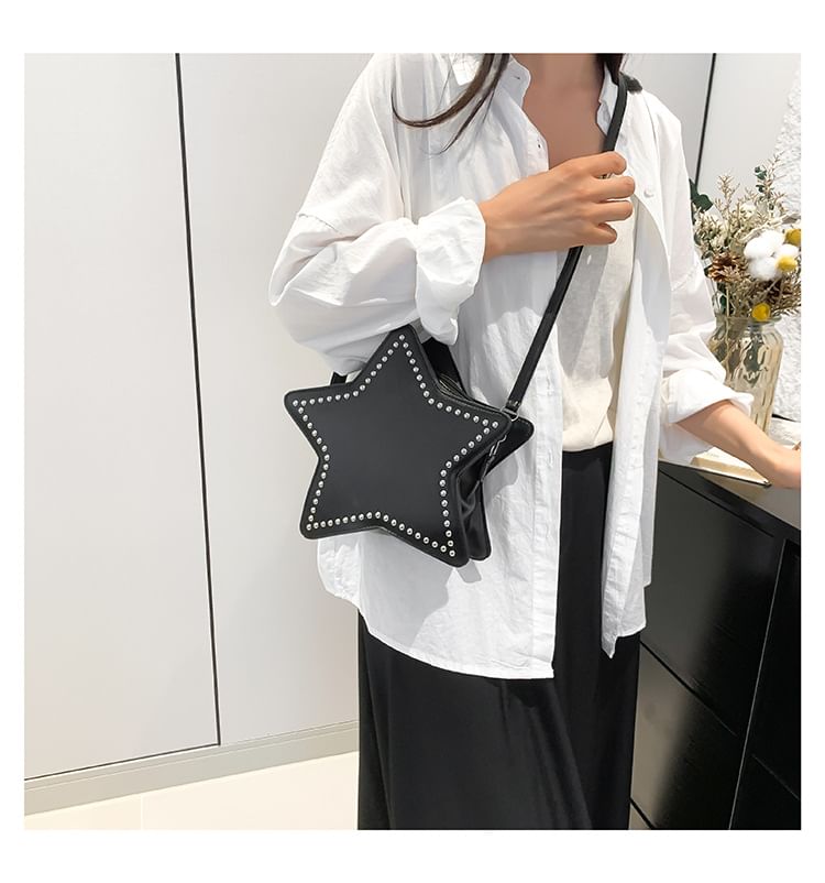 Star Studded Faux Leather Crossbody Bag