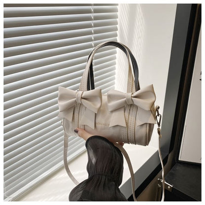 Top Handle Bow Faux Leather Crossbody Bag