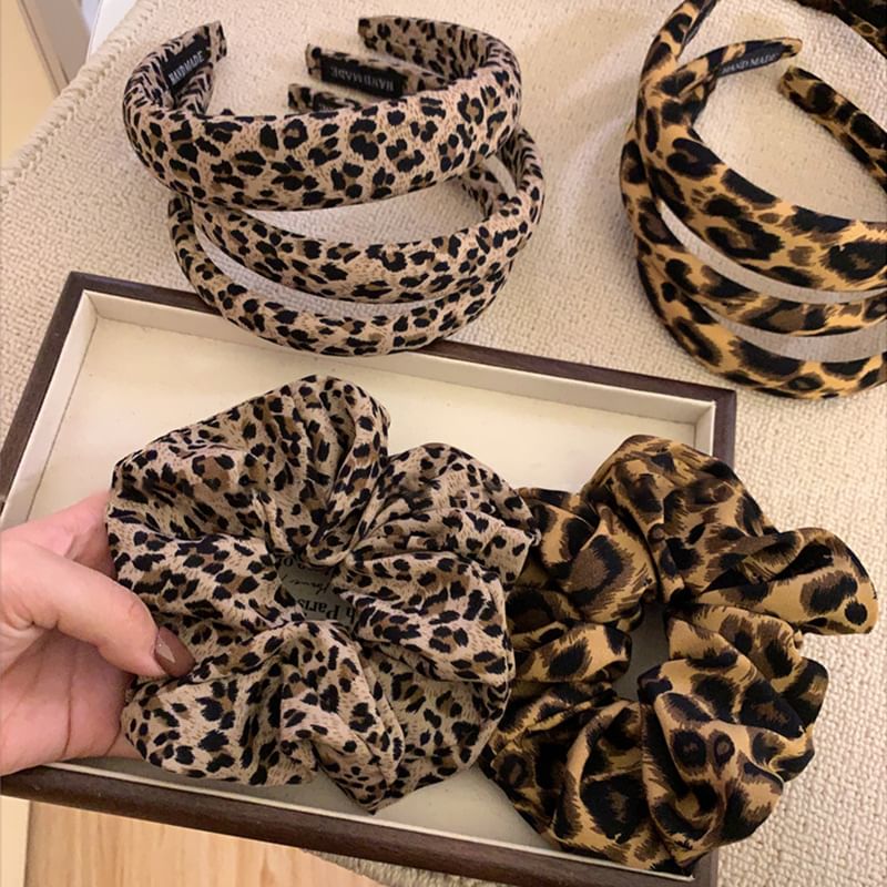 Leopard Print Headband / Scrunchie