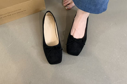 Square Toe Ribbon Accent Flats