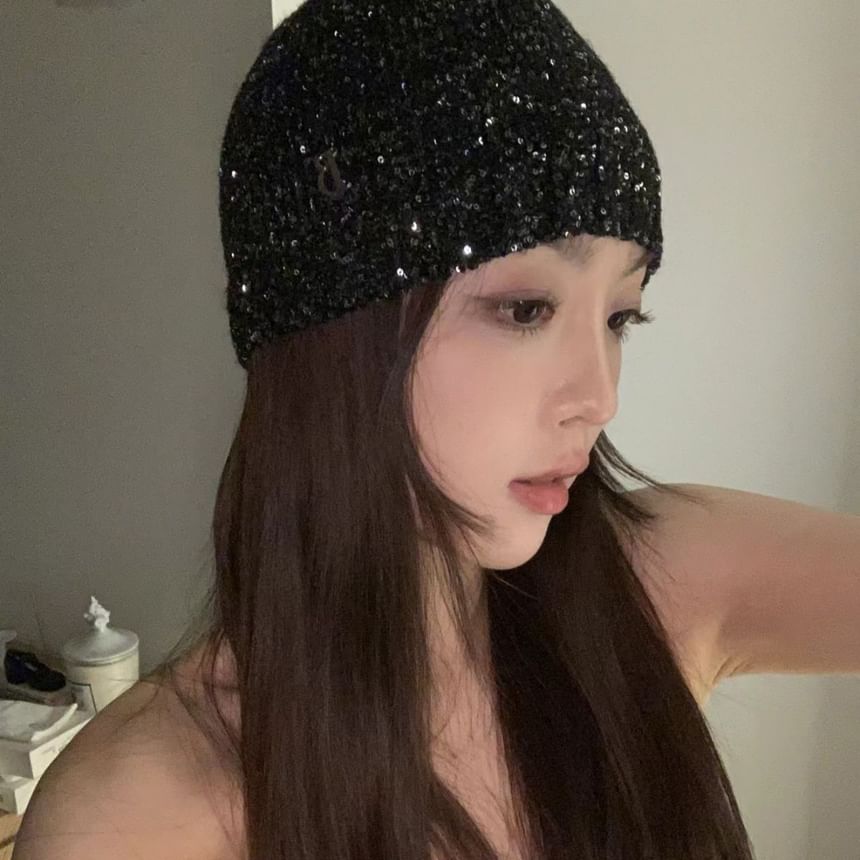 Sequin Knit Beanie / Scarf