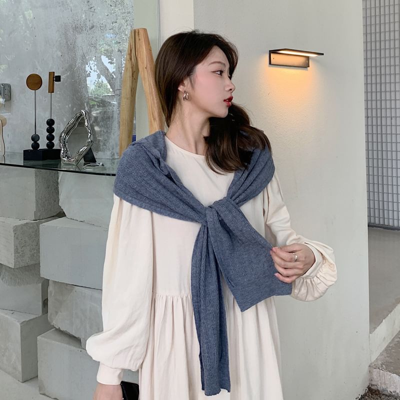 Plain Hooded Knit Scarf