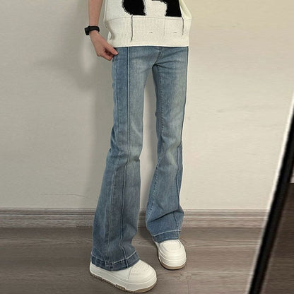 High Rise Washed Slim-Fit Boot-Cut Jeans