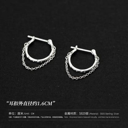 925 Sterling Silver Chain Hoop Earring