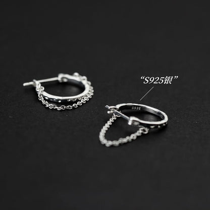 925 Sterling Silver Chain Hoop Earring