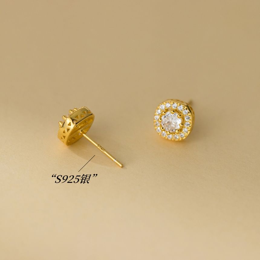 925 Sterling Silver Rhinestone Stud Earring