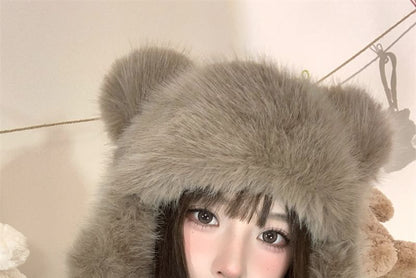 Bear Ear Fleece Trapper Hat