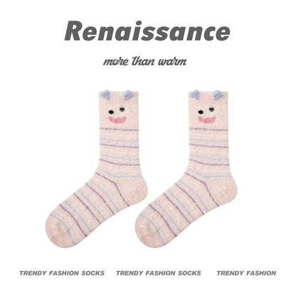 Cartoon Print Knit Socks