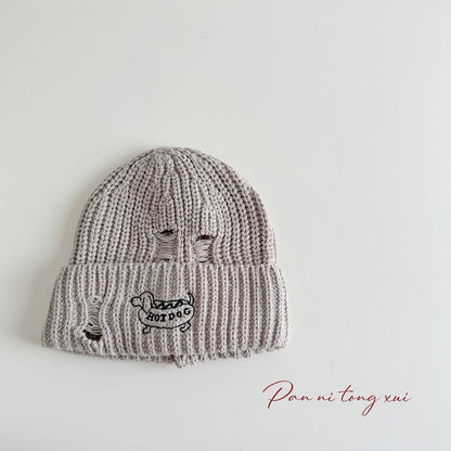 Dog Embroidered Knit Beanie