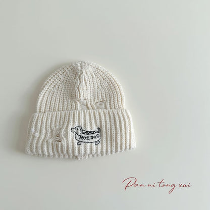 Dog Embroidered Knit Beanie