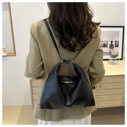 Chain Strap Faux Leather Backpack