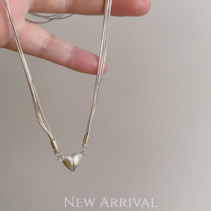 Magnetic Heart Alloy Layered Necklace