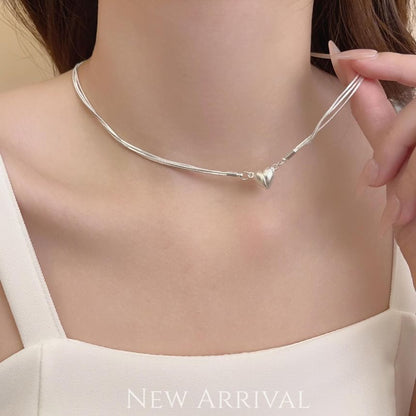 Magnetic Heart Alloy Layered Necklace