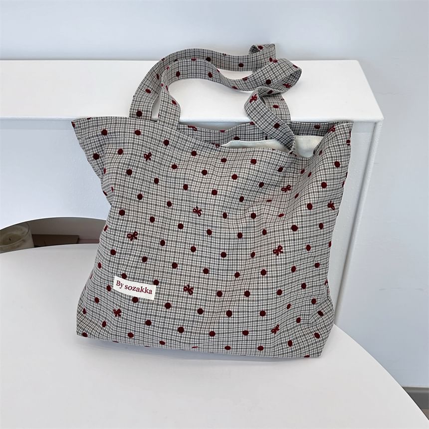 Dotted Plaid Tote Bag