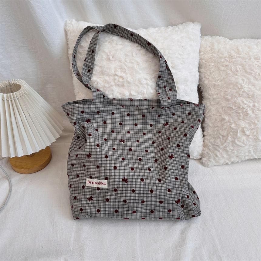 Dotted Plaid Tote Bag