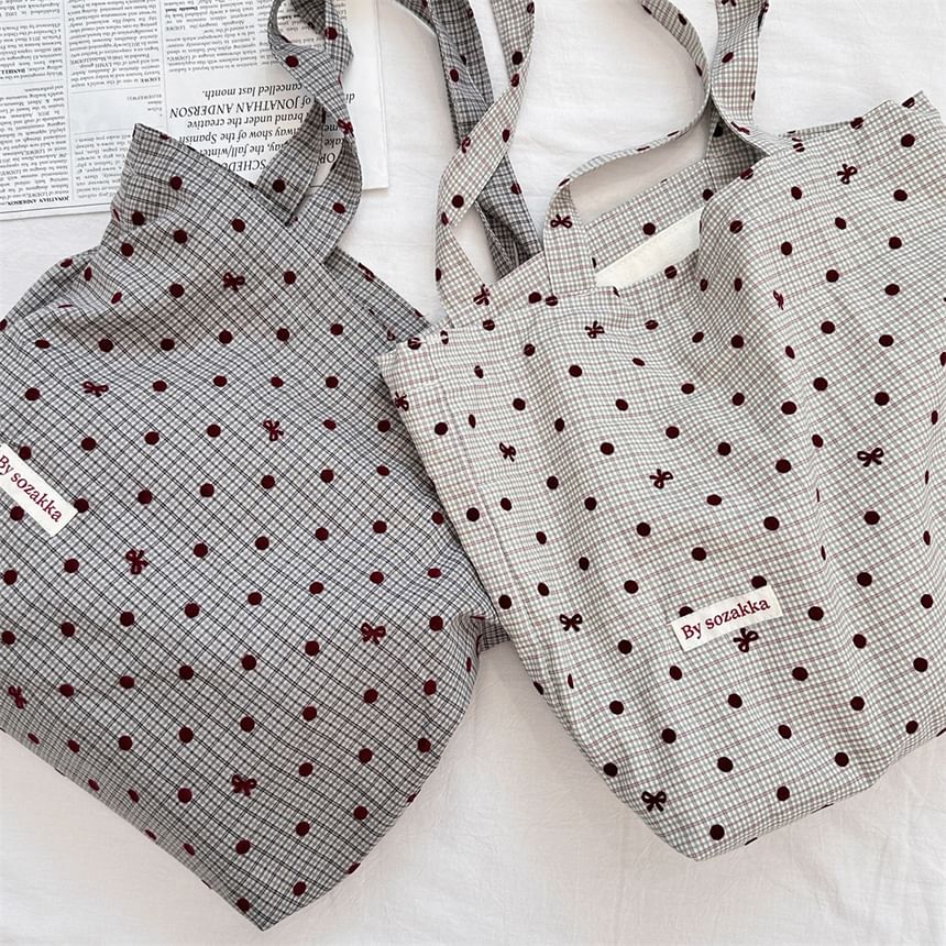 Dotted Plaid Tote Bag