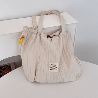 Plain Applique Drawstring Tote Bag