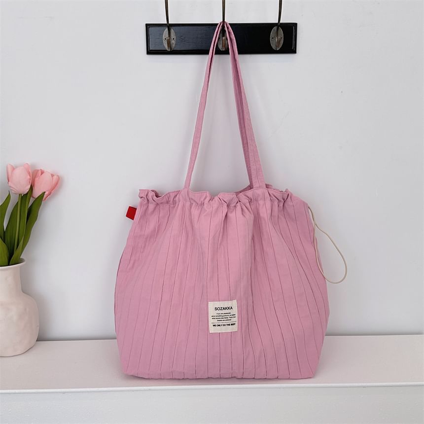 Plain Applique Drawstring Tote Bag