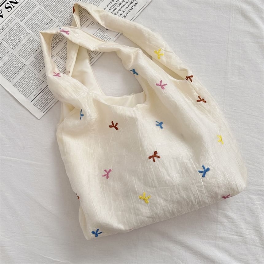 Embroidered Mesh Tote Bag