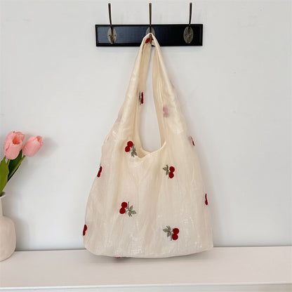 Embroidered Mesh Tote Bag