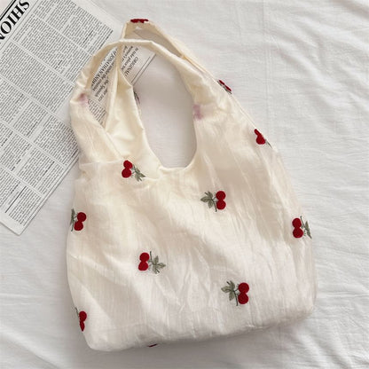 Embroidered Mesh Tote Bag