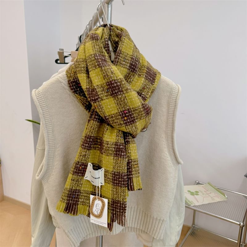 Plaid Applique Scarf