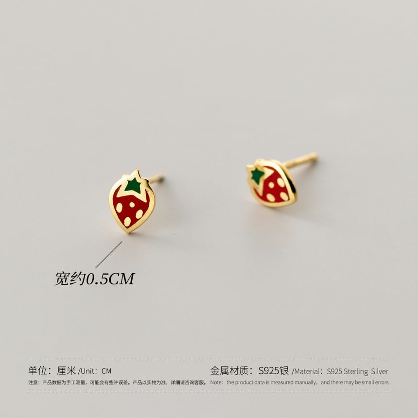 S925 Sterling Silver Strawberry Stud Earring