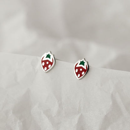 S925 Sterling Silver Strawberry Stud Earring