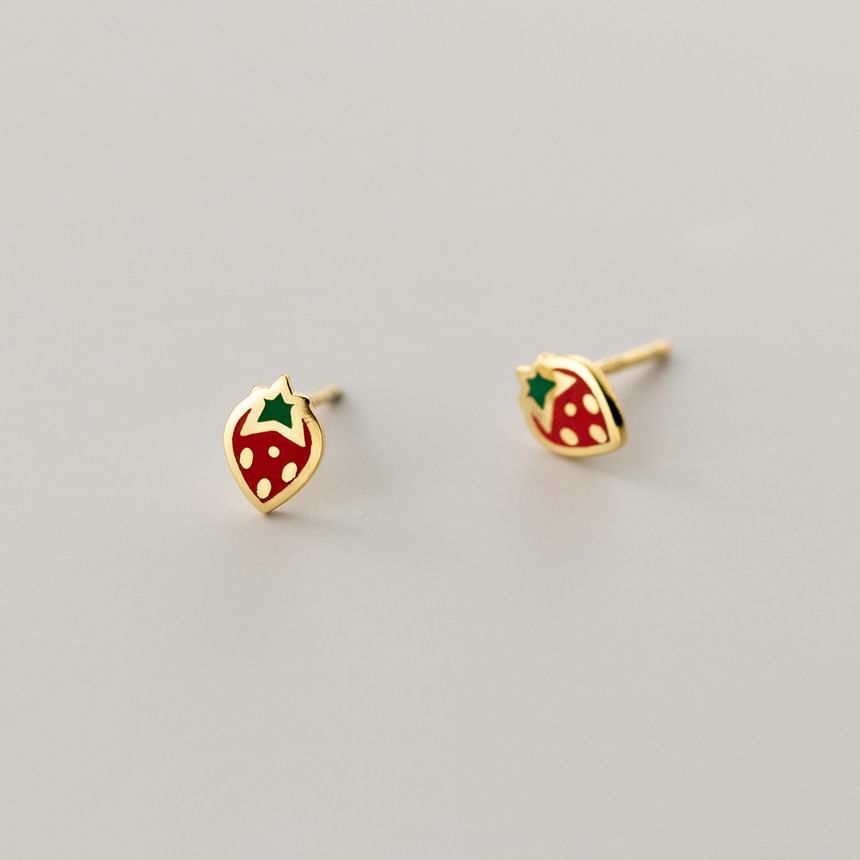 S925 Sterling Silver Strawberry Stud Earring