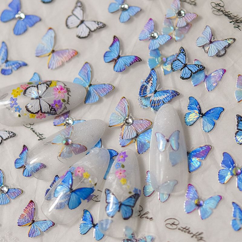 Blue Butterfly Nail Art Stickers