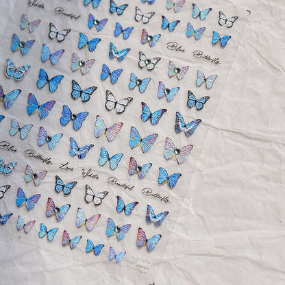 Blue Butterfly Nail Art Stickers