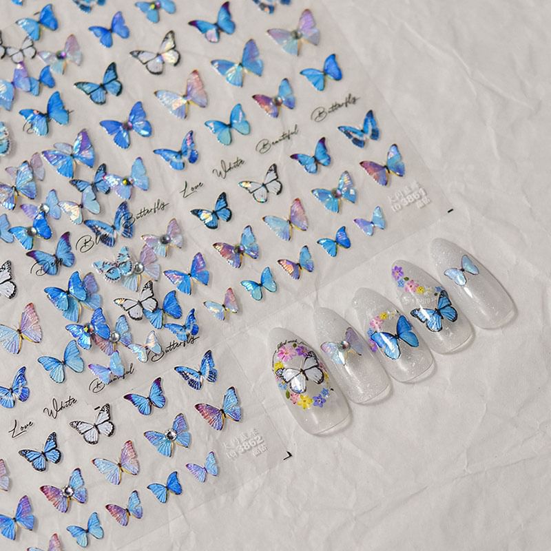 Blue Butterfly Nail Art Stickers