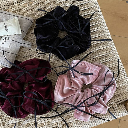 Bow Accent Velvet Scrunchie