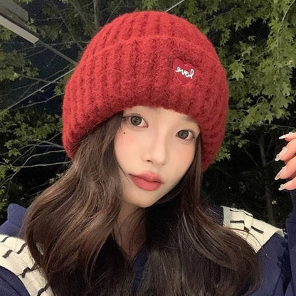 Embroidered Heart Beanie