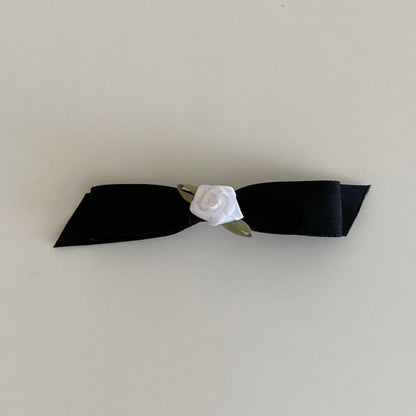 Rose Accent Bow Hair Clip