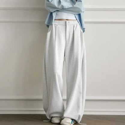 Low Rise Plain Studded Loose-Fit Wide-Leg Sweatpants