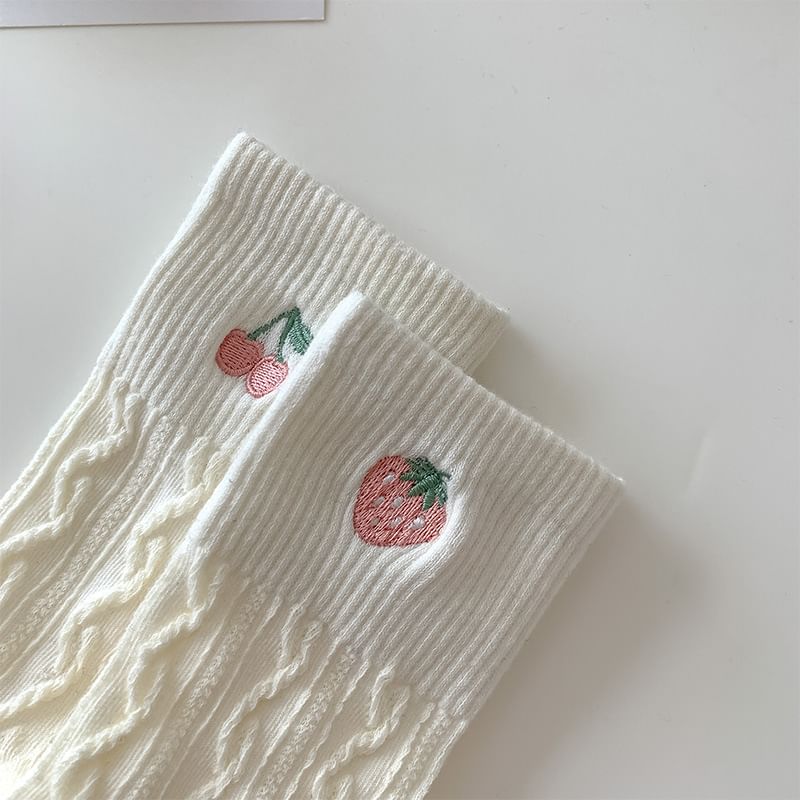 Fruit Embroidery Crew Socks