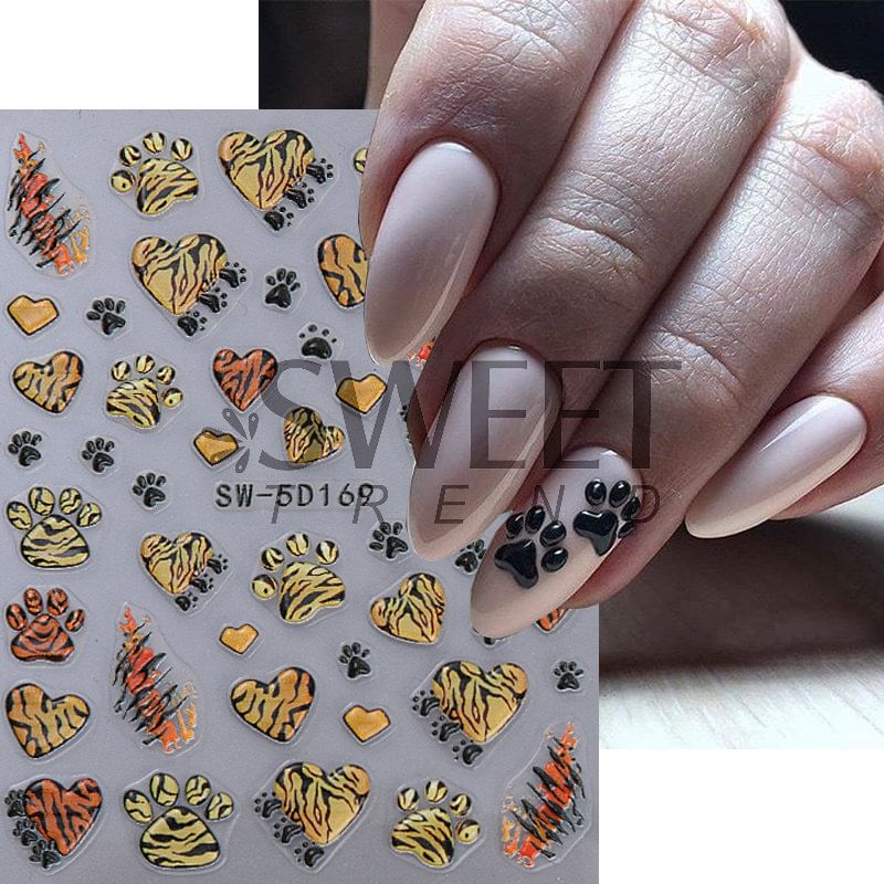 Tiger Paw Nail Art Stickers (Various Designs)