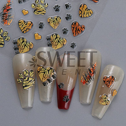 Tiger Paw Nail Art Stickers (Various Designs)