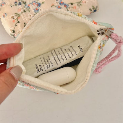 Lettering Floral Print Cosmetic Pouch