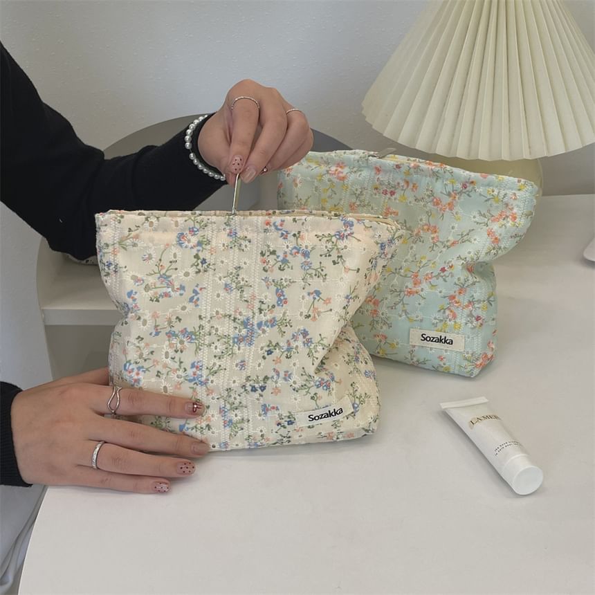 Floral Print Cosmetic Pouch