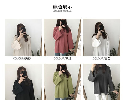 Long Sleeve Crew Neck Plain T-Shirt