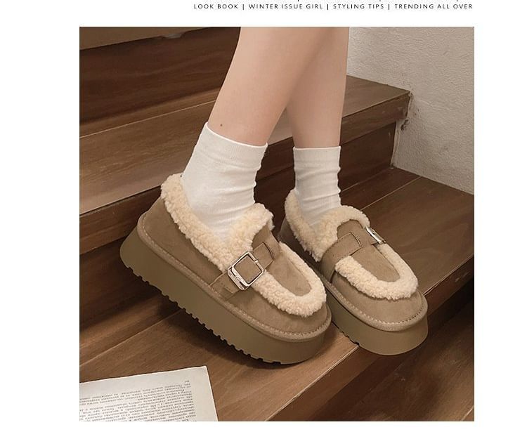 Platform Fleece Lined Loafers