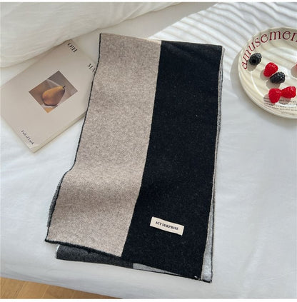 Two-Tone Label Applique Scarf